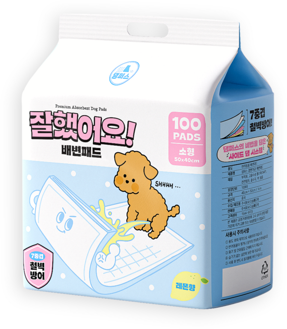 댐퍼스 잘했어요 배변패드 프리미엄 고흡수 반려견 애견패드 강아지패드, 1개, 100개입