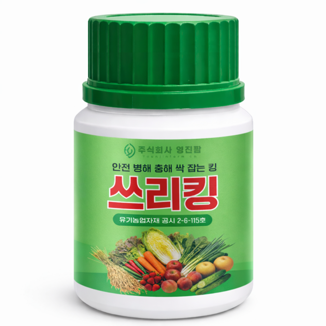 영진팜 쓰리킹 유기농 살충제 살균제 화분 진딧물 응애 총채벌레 깍지벌레 노린재 온실가루이 퇴치 약 탄저병 노균병 흰가루병 곰팡이병 무늬병 가정용 농업용, 1개, 100ml