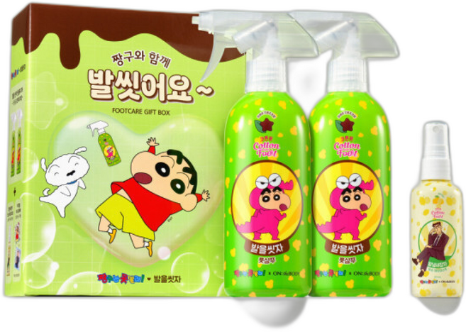 온더바디 발을씻자 코튼 풋샴푸 짱구에디션 기획(초코민트+데오미스트), 385ml, 2개입, 2개