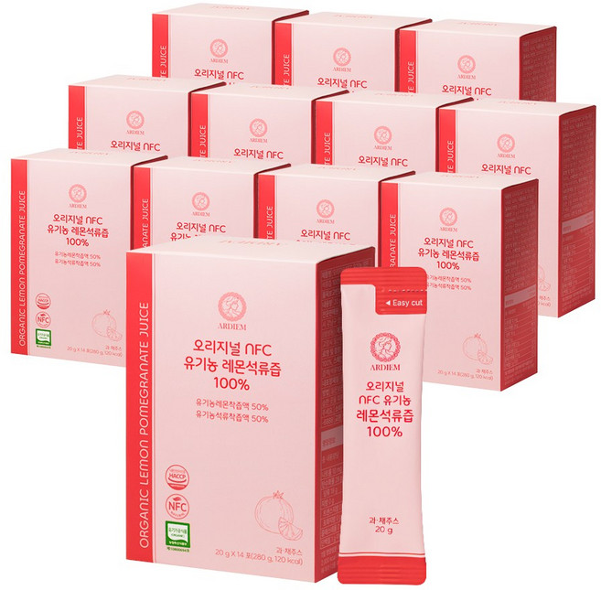 아르디엠 오리지널 NFC 유기농 레몬석류즙100% 14포, 280g, 12개