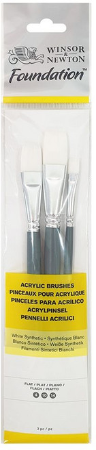 [윈저앤뉴튼] 파운데이션 숏핸들 아크릴붓 브러쉬 팩 평붓 3종 세트
