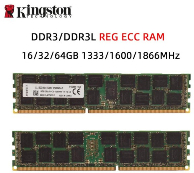 킹스턴 DDR3 16GB 32GB 1333MHz 1600MHz ECC REG PC3-12800R 서버 메모리, 03 16GB 1866MHz 1.5V, 1개