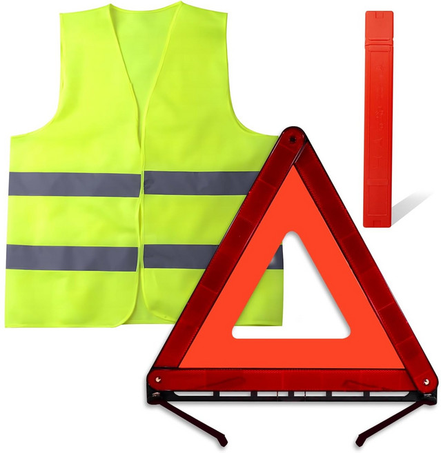 HahnRay차량 비상용 삼각대 접이식 2차사고 방지키트(부가:야광 반사조끼), 1세트