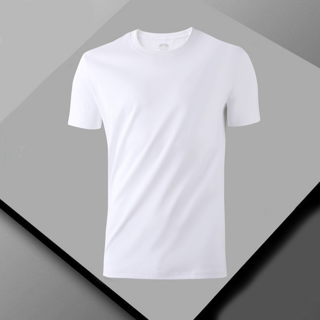 ZenPolo 男女同款圓領T恤 純棉防水防油防潑濺素色T恤, 白,6XL（85-107KG）