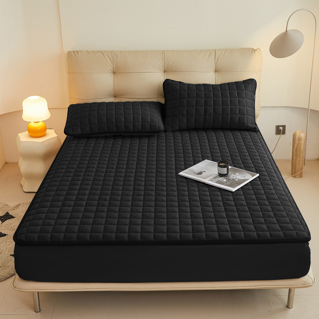 고급 방수 매트리스 커버 방진 통기 미끄럼 방지 기계 세탁 가능 싱글/슈퍼 싱글/더블/퀸/킹 침대(베개 제외)