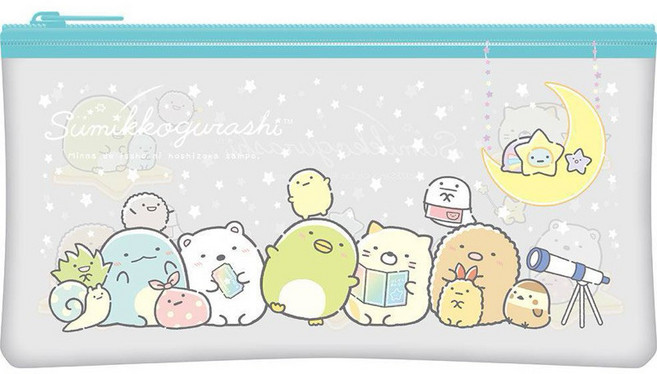 Sumikkogurashi 角落小夥伴 透明扁筆袋, 藍色, 1個