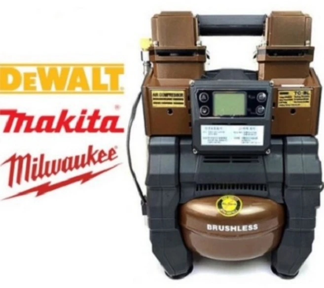 TICHOP 콰이어트존 저소음 컴프레셔 마끼다 디월트 밀워키 충전콤프레샤 유무선콤프레샤 겸용 하이브리드 DC1090 신제품 디지털콤프레샤 브러쉬리스 오일리스 저소음, 1. 마끼다 타입, 1대 - 쿠팡