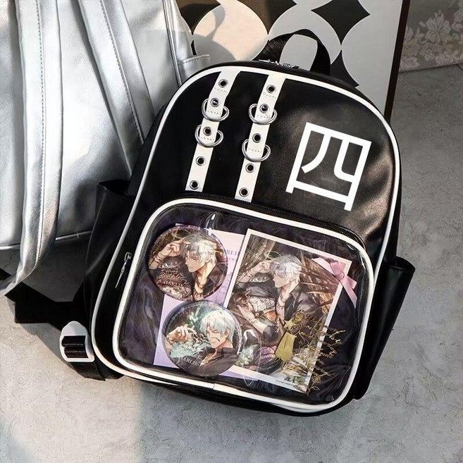 新款透明雙肩包, 黑色