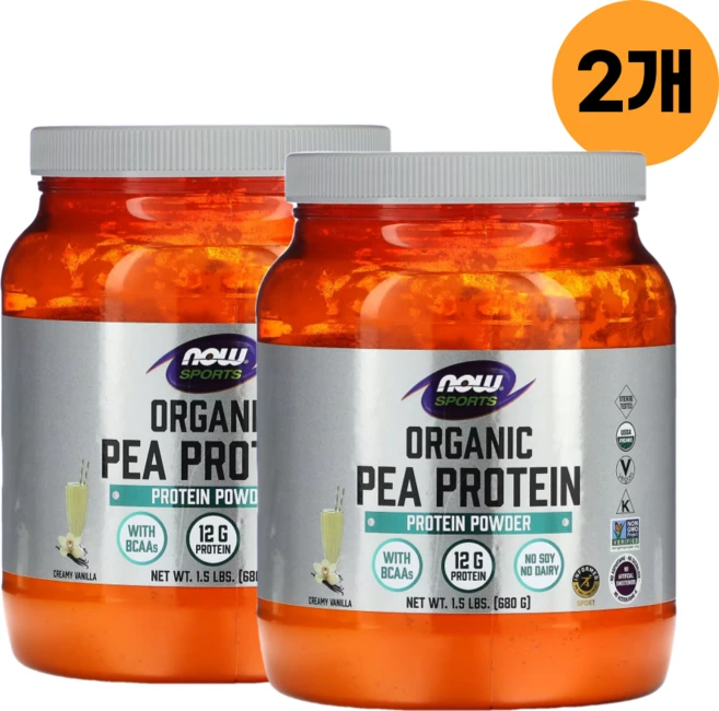 나우푸드 스포츠 유기농 완두콩 단백질 내추럴 바닐라 680g x 2개 - 쿠팡