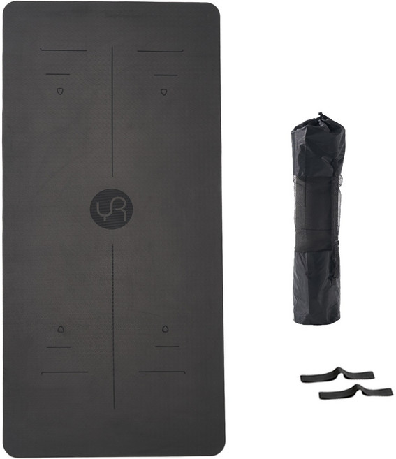 유렌 센터라인 요가매트 미끄럼방지 TPE 90cm 와이드 필라테스 운동매트, 1개, 블랙