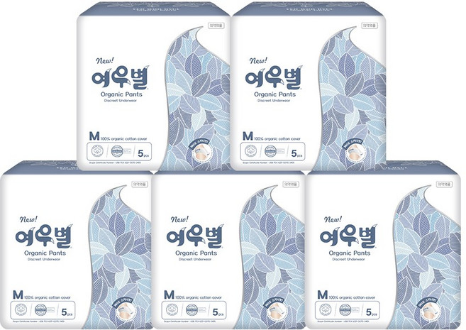 여우별 오가닉 팬티형 생리대, 5개, 5개입, 중형