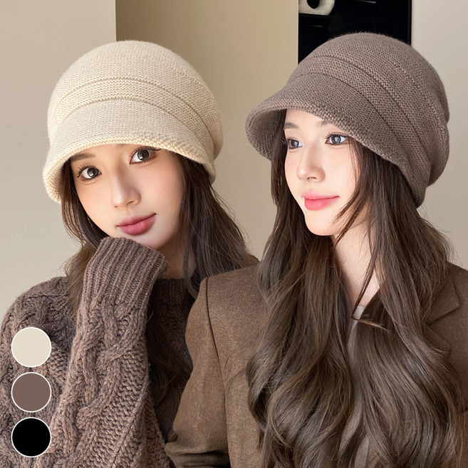가을겨울 나이불문 누구나 어울리는 니트모자 방한 심플 캡비니
