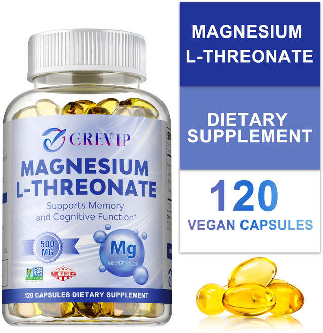 마그네슘 L-트레오네이트 - 뇌 건강 및 기억력 향상 집중력 기억력 및 명확성, 3개, 120정