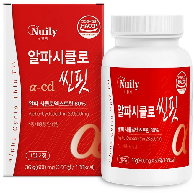 뉴일리 알파시클로 씬핏 600mg 알파CD, 1개, 60정 - 쿠팡