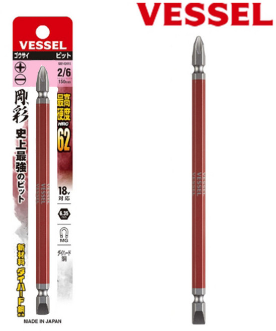 베셀 GS142615 양용 컬러 비트 +- 150mm 비트날 드라이버, 1개