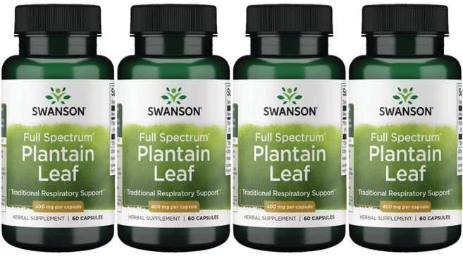 스완슨 질경이 잎 400mg, 4팩, 60정 - 쿠팡