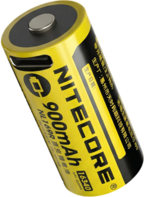 NITECORE 900mAh 16340 鋰離子充電電池, 黃色, 1個
