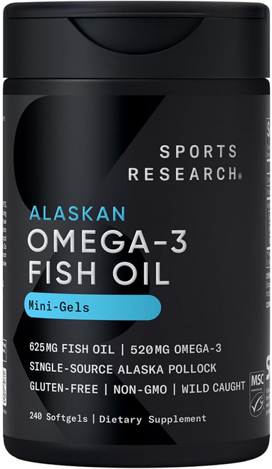 SPORTS RESEARCH Omega-3 520mg 魚油 625mg 濃縮軟膠囊, 1個, 240顆