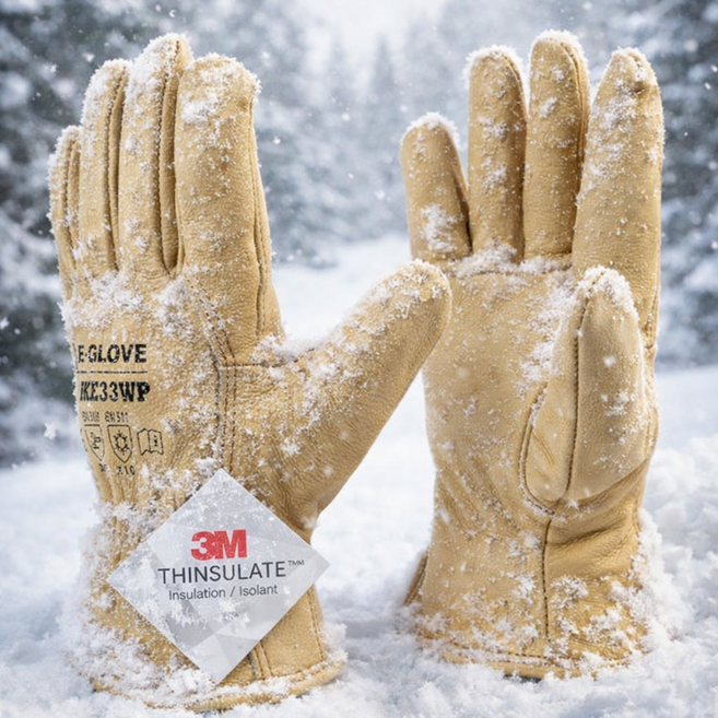 공의산업 KE33WP 프리미엄 발수코팅 생활방수 가죽장갑 내열 방한 장갑 사이즈 프리, yellow, 1개