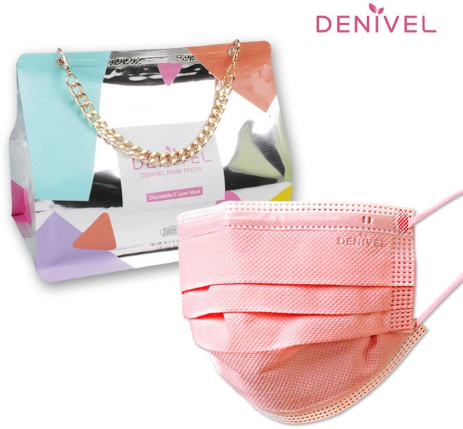 데니벨 마스크 파스텔 컬러 칼라 MB필터 일회용 덴탈, 30개입, 1개, 데니벨파스텔(덴탈)30매-피치블라썸