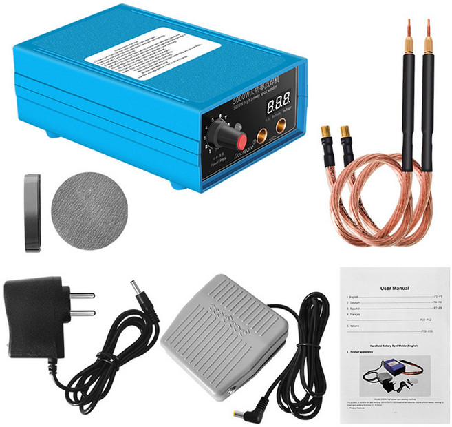 미니 용접 장비 8000W 9600Mah 배터리 스폿 용접기 디지털 디스플레이 18650 배터리 및 용접 니켈 스트립용 충전식, 3) 5000W EU plug, 1개