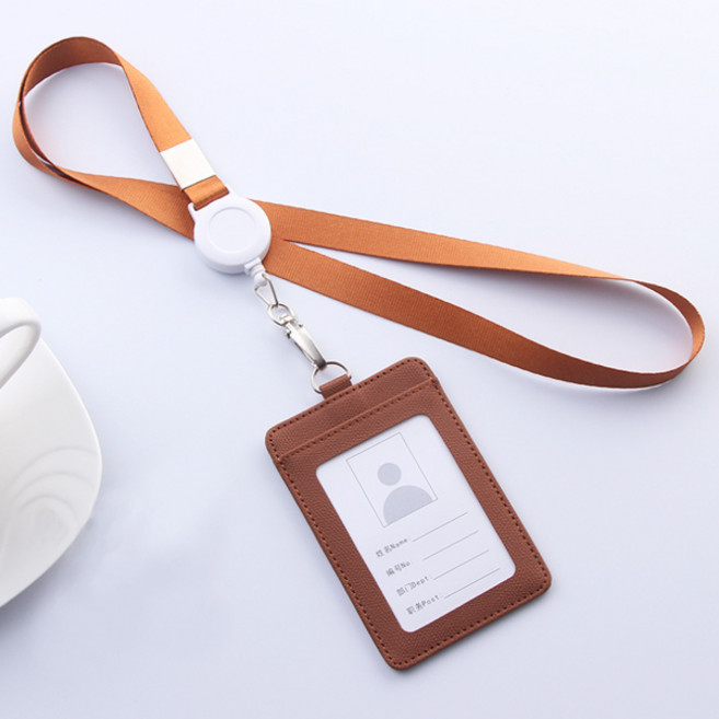 다스몰 지갑형 릴홀더 명찰 사원증 목걸이, 브라운+릴홀더목걸이