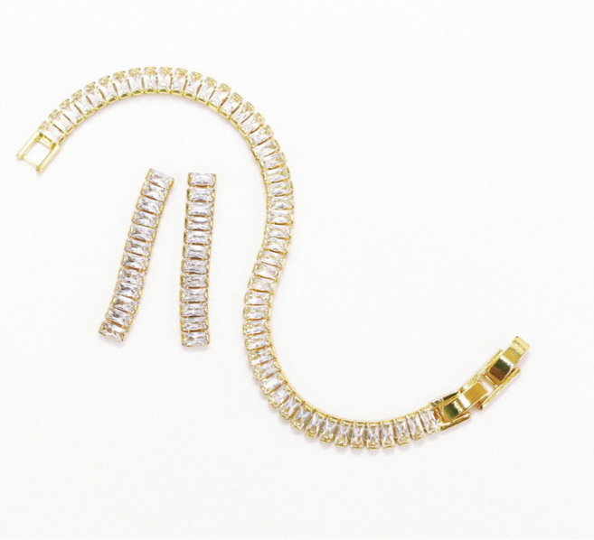 BNP쥬얼리 테니스팔찌 테니스목걸이 핑크골드 골드 화이트 큐빅 쥬얼리세트