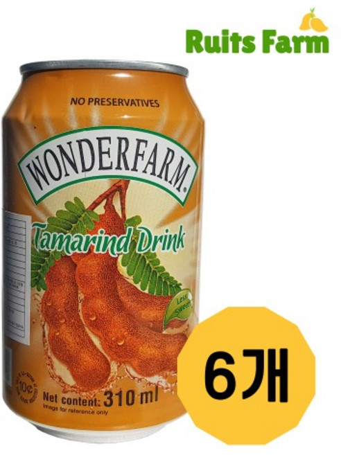 [루츠팜] 원더팜 타마린드 310mlX6개 타마린 베트남 음료수 타마린드주스, 6개, 310ml