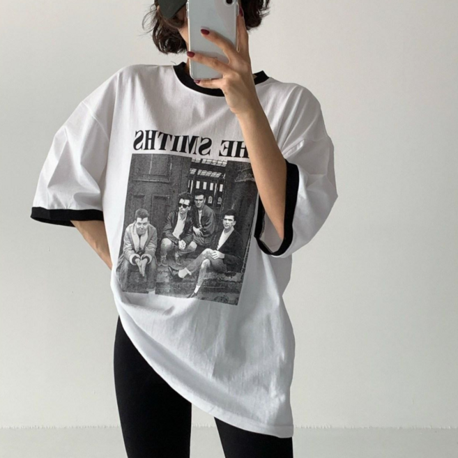 더스더스 라운드배색 여름 반팔티