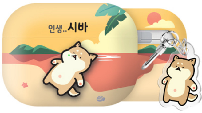 실버벨 나들이시바 에어팟프로3 하드 케이스 +아크릴키링 세트, 나들이시바_해변, AirPods Pro(3세대), 1개