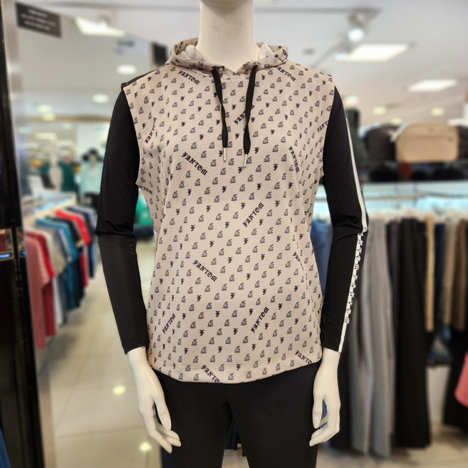 팬텀 [25 NEW] 여성 로고 패턴 후드 베스트 티셔츠 221E2TR254