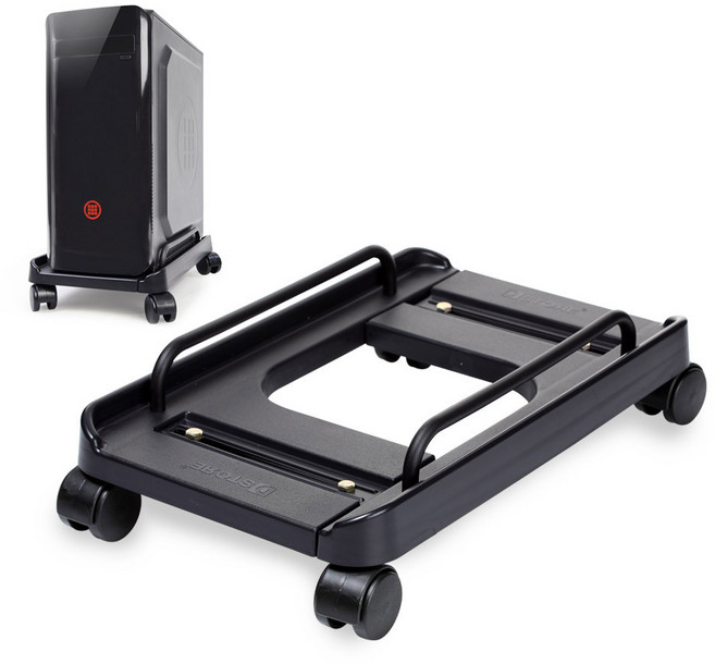 디스토어 폭조절 6바퀴 이동식 PC 컴퓨터 본체받침대, 디스토어 PC받침대 B타입 (이동식)_블랙, 1개