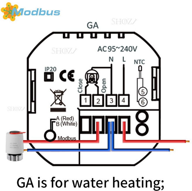 ZIGBEE MQTT WIFI MODBUS 난방 레이디에이터 가능 스마트 보일러 전기 제어기 YAND TRV용 ALEXA HOME 가스 RS485 바닥 7일 조절기 온도 프로그램, A. 95-240V BLK Gld Btn, for Water Floor N, 1개