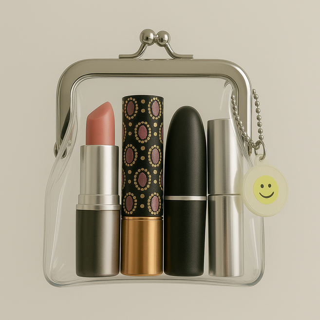 투명지갑 파우치 립스틱 수납 비닐 지갑 똑딱이 키링