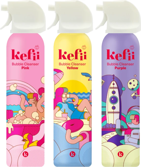 케피 유아 버블클렌저 핑크+옐로우+퍼플, 3개, 200ml - 쿠팡