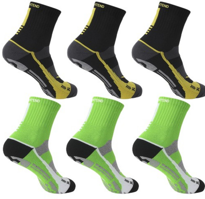 타이트엔드 싸이클링 자전거 양말 그립삭스 6P 세트, 남성용-블랙,그린