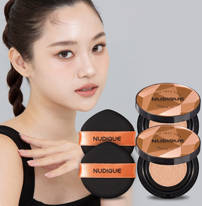 누디크 커버력 좋은 도자기 쿠션 순스킨 쉬어 글로우 팩트 본품 15g 연예인 홈쇼핑 광채 쿠션팩트, 2개, 23호