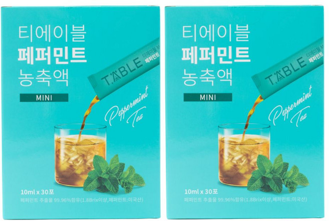 티에이블 페퍼민트티 농축액 mini 1세트 60개입 600mg, 10mg, 2개, 30개입