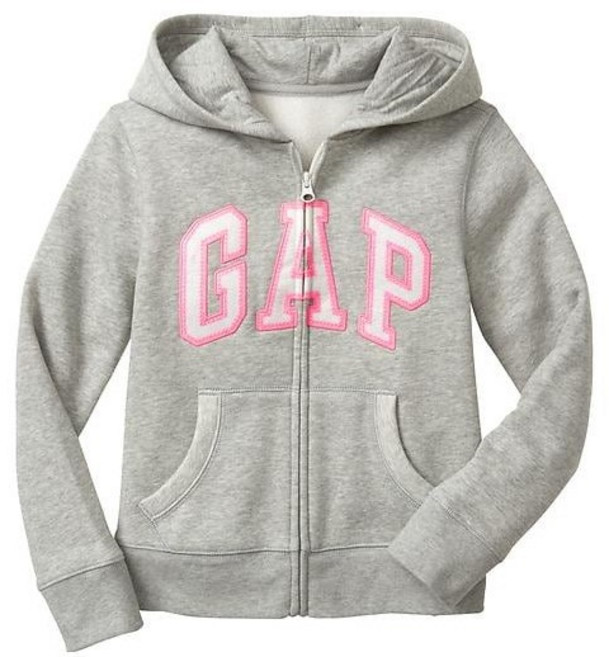 갭키즈 GAP KIDS 걸즈 데일리 로고패치 기모 후드집업 그레이-반짝이로고 괴정점