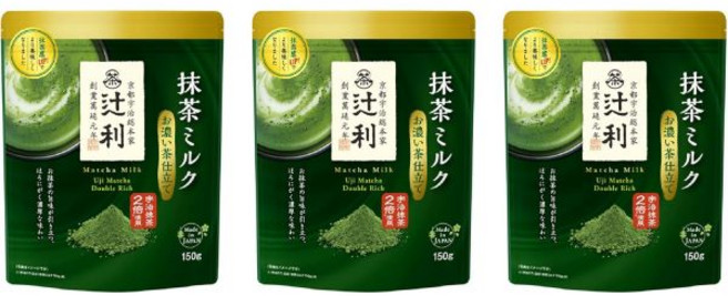 일본 츠지리 우지 말차 녹차 우유 분말 150g 3팩 517474, 1
