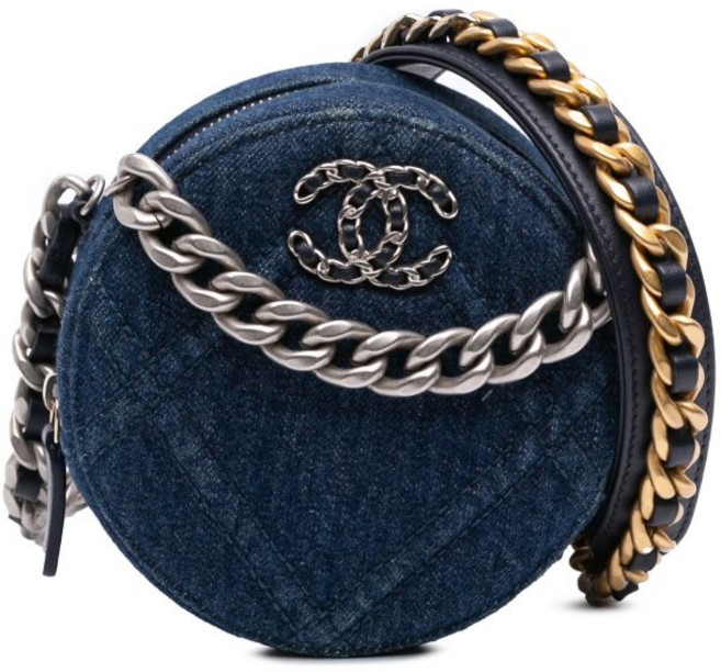 샤넬 중고 2021 데님 19 라운드 클러치 체인 사첼 백