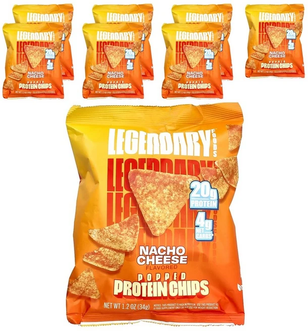 Legendary Foods 튀긴 단백질 칩 나초 치즈 7봉지 개당 34g(1.2oz) Foods (레전더리 푸드), 34g, 7개 - 쿠팡