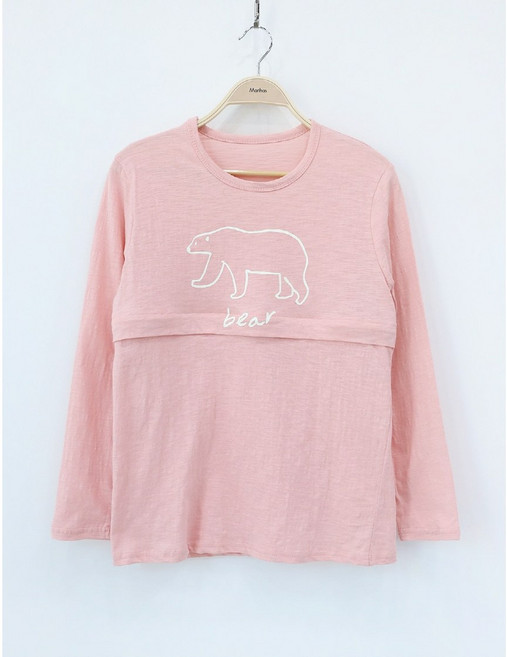 화이트 곰 수유티 긴팔 수유복 봄 여름 홈웨어 임부복 상의 수유티셔츠