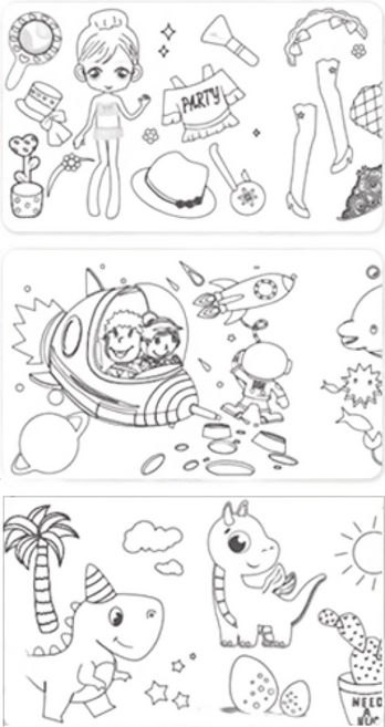 兒童繪畫捲軸 加長版填色畫紙 親子互動美術用品, 背膠-綜合混搭, 1個