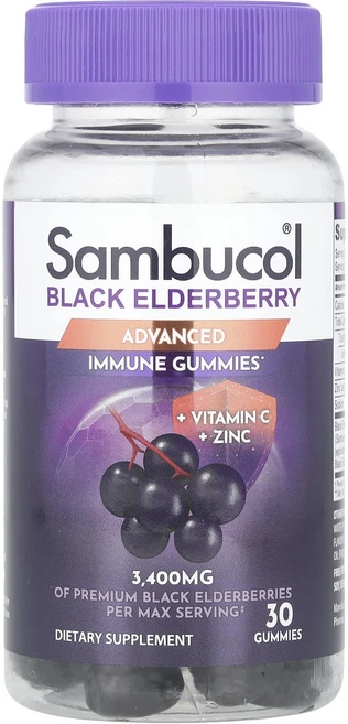 Sambucol 블랙 엘더베리 비타민C 및 아연 함유 구미젤리 30개, Sambucol블랙엘더베리비타민C및아연함유구미젤리30개, 1개, 30정 - 쿠팡
