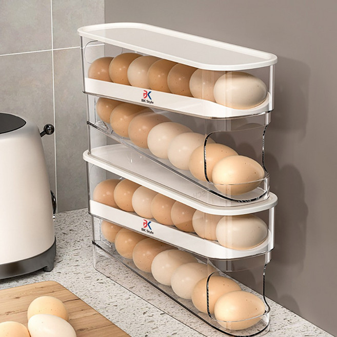 비케이 스타일 롤링 계란 트레이 자동 디스펜서, 화이트, 1개