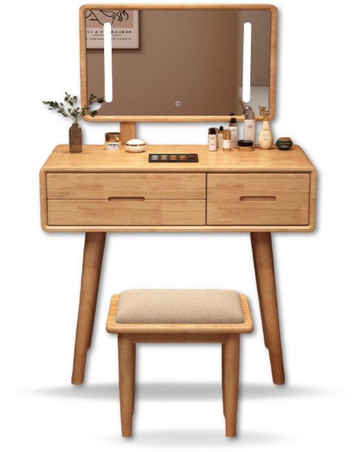 벨라나트 원목 화장대 세트 화장대서랍장 거울 스툴포함, 스마트거울+스툴, 우드