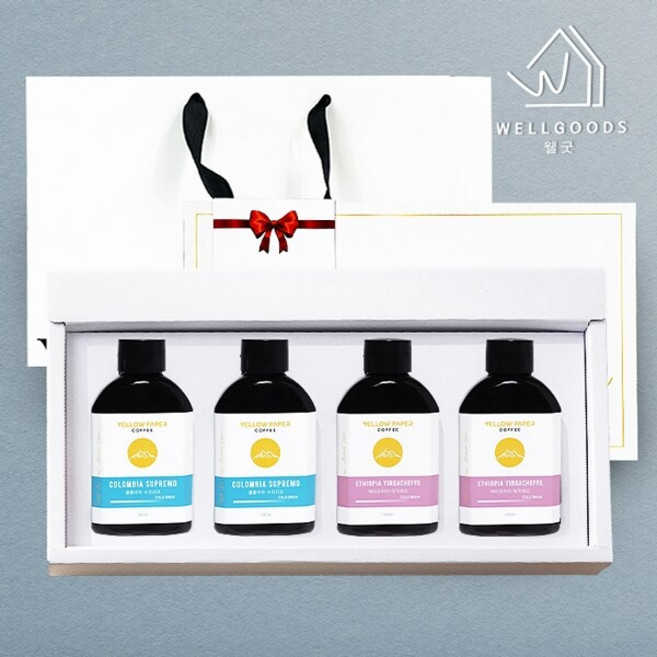 [웰굿]콜드브루 커피 2종 선물세트 2호(콜롬비아2 에티오피아2), 1세트, 100ml