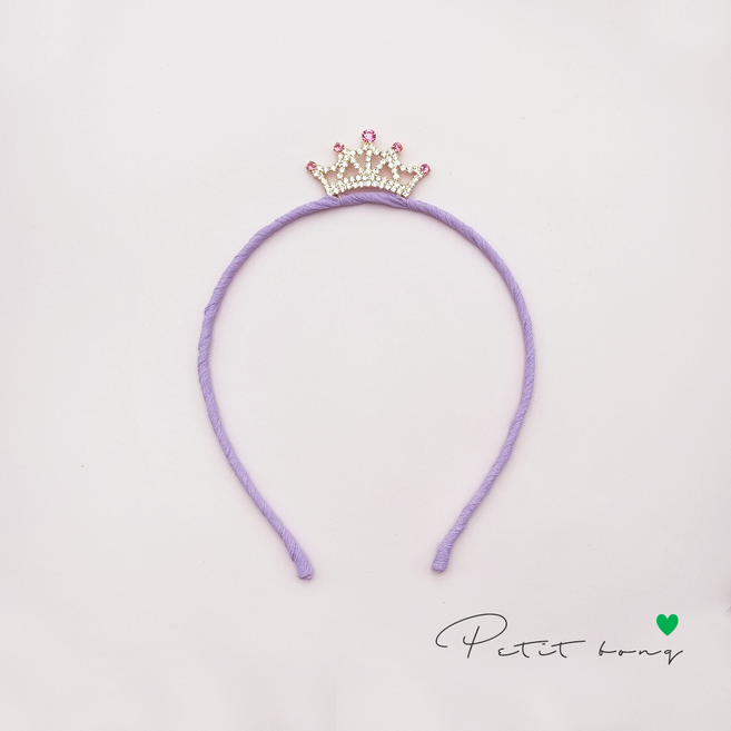 핑크보석 미니왕관 헤어밴드 5색상 / 유아 유치원 초등 여아 발레 머리띠