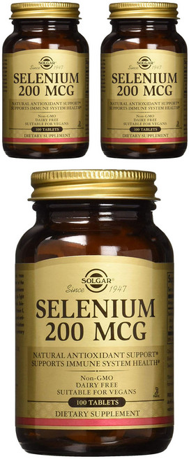 SOLGAR 硒補充素食錠 200mcg, 100顆, 3罐